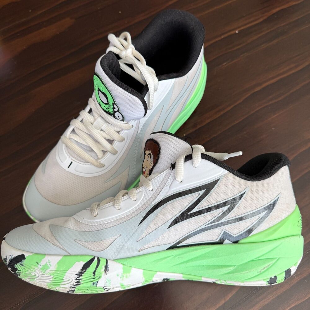 Size 10 - Lamel-O Basketball Shoes Green and White PUMA MB.02 Lo LaMel-O